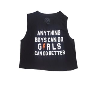 Modern Lux Women's Girls Can Do Better Black Cropped‎ Sleeveless Top Medium